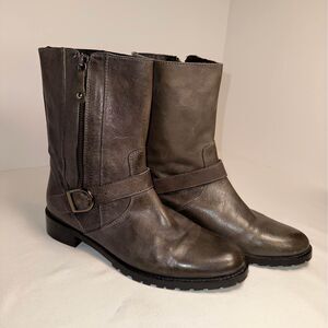 Gray Booties - leather -  like new - Size 7.5 -European 38